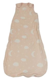 Světlerůžový bavlněný spací pytel s mraky Next