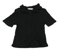 Černé crop žebrované tričko Matalan