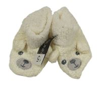 Nové - smetanové pletené cápačky s medvědy dunnes