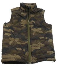 Hnedá army šušťáková lehce zateplená vesta C&A