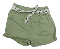 Khaki plátěné kraťasy s páskem H&M