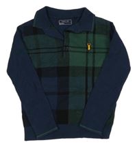 Tmavomodro-zelený kockovaný sveter s golierikom Next