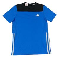 Modro-čierne športové funkčné tričko s logom Adidas