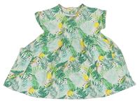 Smetanovo-zelené bavlnené šaty s listami a citrónmi Mamas&Papas