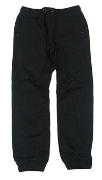 Černé plátěné cuff kalhoty Matalan