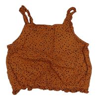 Hnedo-čierny bodkovaná ý crop top H&M
