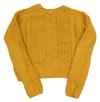 Hořčicový vzorovaný žinylkový chlupatý crop svetr Primark