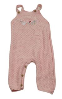 Růžové pletené laclové tepláky s králíčkem a květy Nutmeg