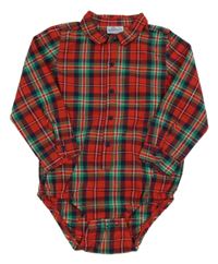 Červeno-zelené kockované košeľové body