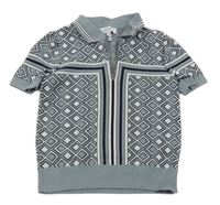 Sivo-bielo-čierna vzorovaná vesta s golierikom Reiss