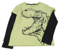 Světlezeleno-černé triko s dinem Tu