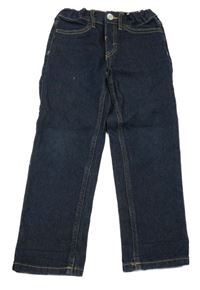 Tmavomodré teplákové skinny rifle H&M