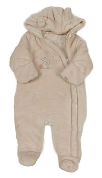Svetloružová plyšová zateplen á kombinéza s králikom a kapucňou Mothercare