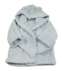 Světlemodrý froté župan s páskem a kapucí 