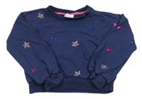 Tmavomodrá crop mikina s hviezdami