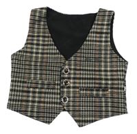 Béžovo-čierna kockovaná vesta