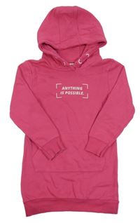 Fuchsiová šatová mikina s nápisem a kapucí Topolino