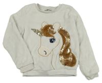 Smotanová plyšová mikina s jedorožcem C&A