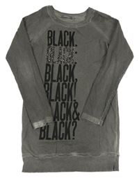 Šedá šatová mikina s nápisy a kamínky 