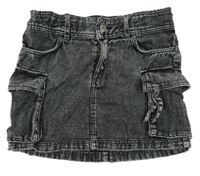 Tmavosivá rifľová cargo sukňa H&M