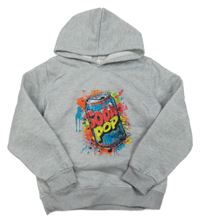 Sivá mikina s plechovkou a kapucňou
