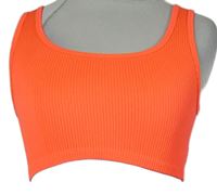 Dámský neonově oranžový žebrovaný crop top Primark 