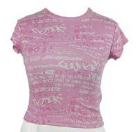 Dámske ružové crop tričko s nápisom Bershka
