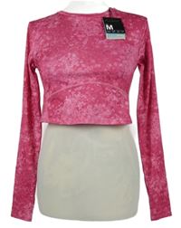 Nové - Dámske tmavoružové vzorované športové crop tričko zn. Workout