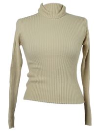 Dámský béžový žebrovaný crop svetr s rolákem Shein 