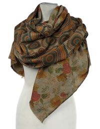 Dámska hnedo-farebná vzorovaná šál