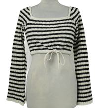 Dámsky bielo-čierny pruhovaný crop sveter Asos