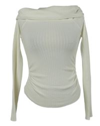 Dámský bílý žebrovaný svetr s komínovým límcem Bershka 