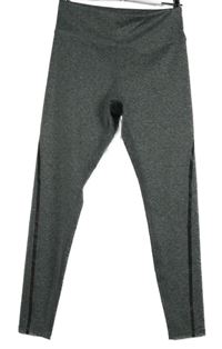 Dámske sivé melírované športové funkčné legíny s pruhmi Souluxe