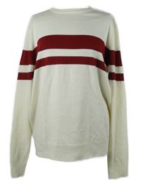 Pánský smetanový svetr s karmínovými pruhy Primark 