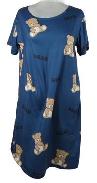 Dámská tmavomodrá noční košile s medvídky 