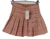 Nové - Dámska ružová kockovaná skladaná sukňa
