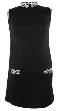 Dámské černé šaty se vzorovaným límečkem Atmosphere 