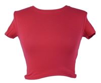 Dámské fuchsiové žebrované crop tričko FSBN 