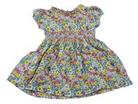 Farebné kvetinové plátenné šaty Next