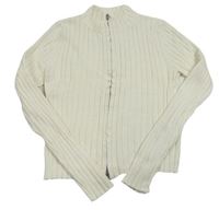 Smotanový rebrovaný prepínaci crop sveter H&M