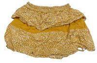 Horčicová volániková sukňa s fľakmi Primark
