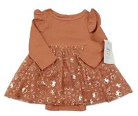 Nové - Oranžové šaty s tylovou sukní a všitým body Disney