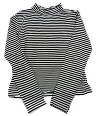 Černo-bílé pruhované crop triko H&M