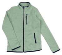 Mátová melírovaná pletená propínací mikina L&D