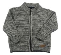 Čierno-hnedo-biely melírovaný prepínaci sveter Rebel