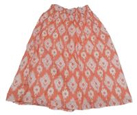 Ružová vzorovaná plátenná sukňa