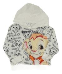 Biela ľahká mikina so lvíčky a kapucňou