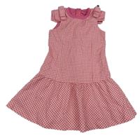 Ružovo-biele kockované šaty