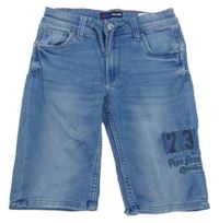Modré rifľové teplákové kraťasy Pepe Jeans