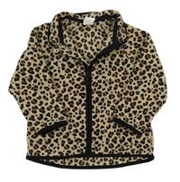 Béžovo-hnědo-černá vzorovaná fleecová propínací mikina H&M